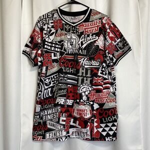 HiFinest Multicolor Logo Design Hawaiian Theme Jersey Style Large Men's Shirt